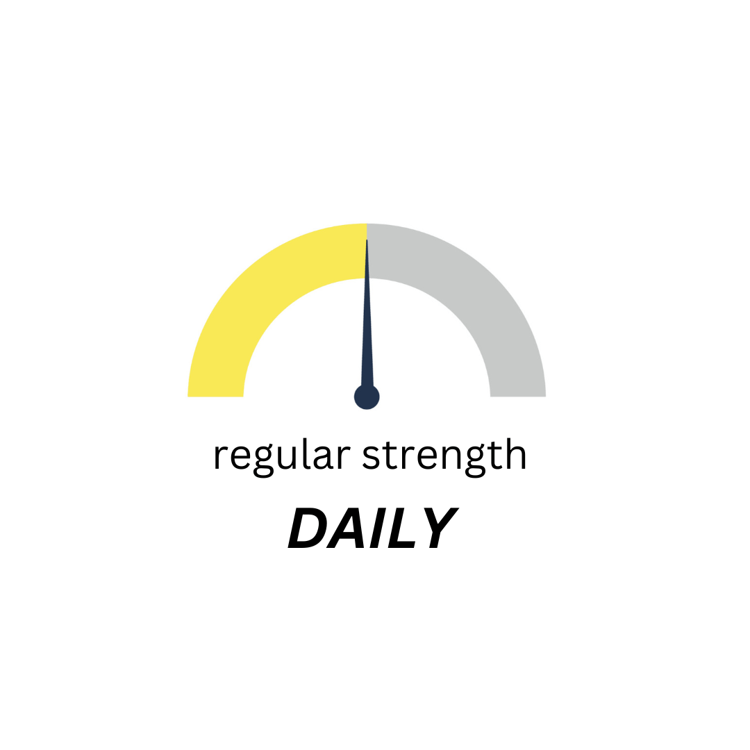 A meter displaying "Regular Strength", indicating a standard dosage level for daily use
