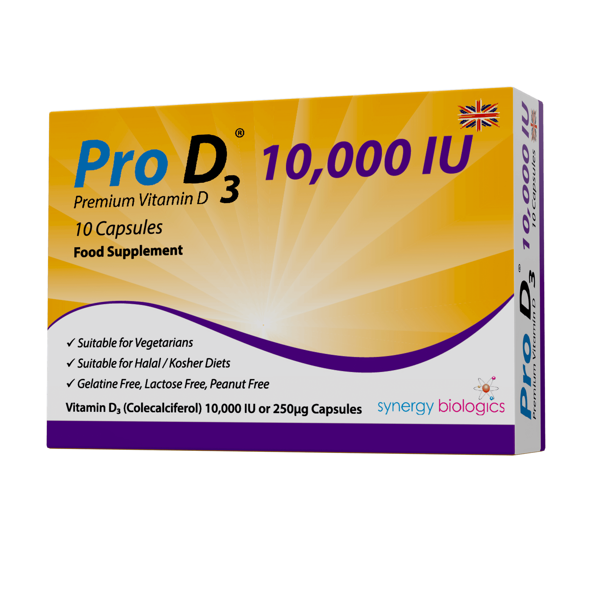 Pro D3 10,000 IU Capsules - 10 Weekly Capsules - Vegetarian Vitamin D3 Supplement
