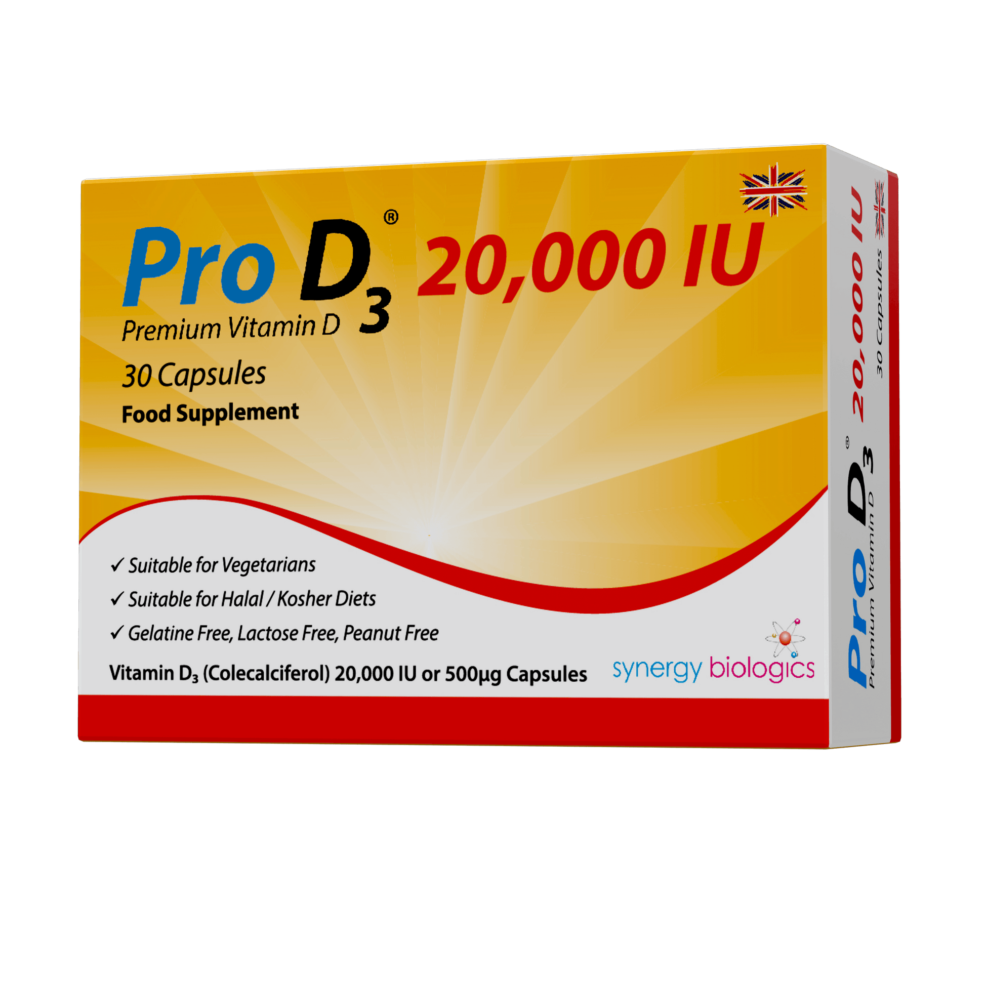 Pro D3 20,000 IU Capsules - 30 Weekly Capsules - Vegetarian Vitamin D3 Supplement