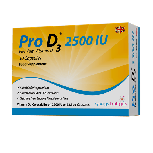 Pro D3 2500 IU Capsules - 30 Daily Capsules - Vegetarian Vitamin D3 Supplement