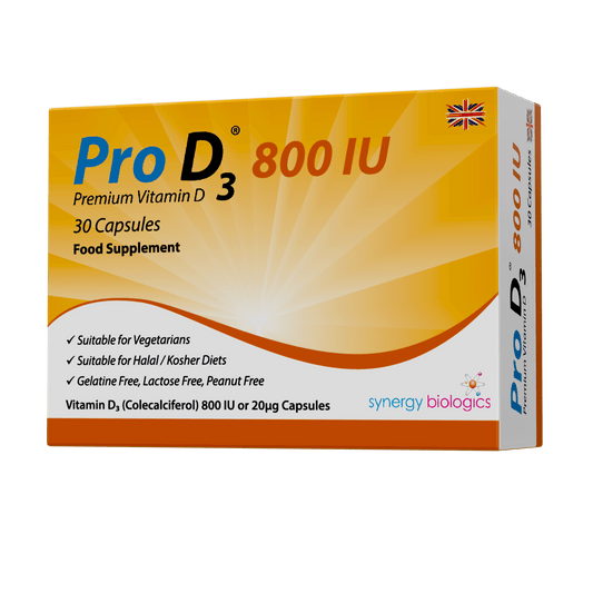 Pro D3 800 IU Capsules - 30 Daily Capsules - Vegetarian Vitamin D3 Supplement