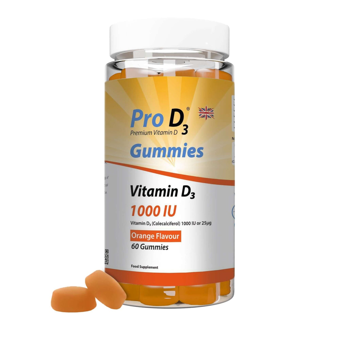 Pro D3 1000 IU Gummies - 60 Gummies - Vegetarian Vitamin D3 Supplement
