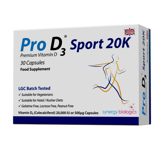 Pro D3 Sport 20,000 IU Capsules - LGC Tested - 30 Weekly Capsules - Vegetarian Vitamin D3 Supplement for Elite Athletes
