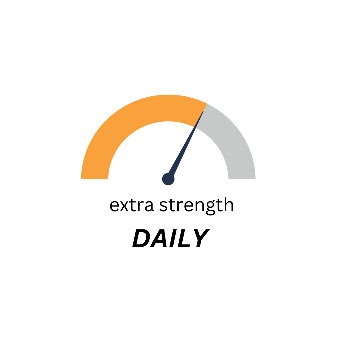 Graphic of a meter labelled "Extra Strength", representing a measure of increased daily strength
