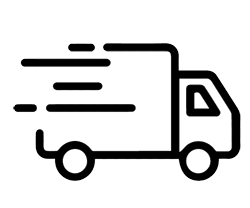 White truck icon, symbolising shipping