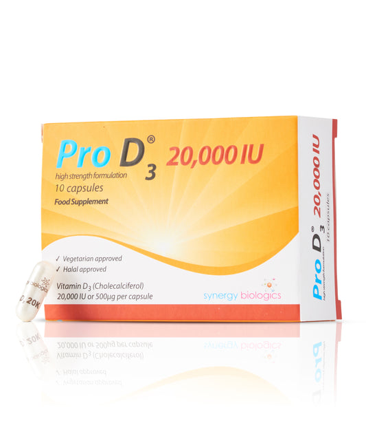 Pro D3 20,000 IU Vitamin D3 10 Capsules - High-Potency UK Supplements for Immune Support and Wellbeing