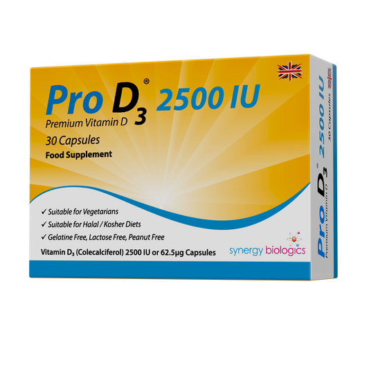 Pro D3 2500 IU Vitamin D3 30 Capsules - High-Potency UK Supplements for Immune Support and Wellbeing